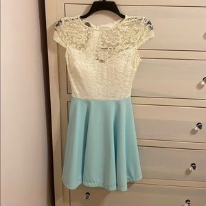 Blue and White Lace Dress
